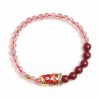 天然ストロベリークォーツ・辰砂の鯉のブレスレット Natural Strawberry Quartz Cinnabar Koi Fish Bracelet