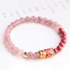 天然ストロベリークォーツ・辰砂の鯉のブレスレット Natural Strawberry Quartz Cinnabar Koi Fish Bracelet