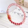 天然ストロベリークォーツ・辰砂の鯉のブレスレット Natural Strawberry Quartz Cinnabar Koi Fish Bracelet