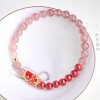 天然ストロベリークォーツ・辰砂の鯉のブレスレット Natural Strawberry Quartz Cinnabar Koi Fish Bracelet