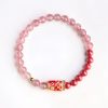 天然ストロベリークォーツ・辰砂の鯉のブレスレット Natural Strawberry Quartz Cinnabar Koi Fish Bracelet