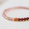 天然ストロベリークォーツ・辰砂の鯉のブレスレット Natural Strawberry Quartz Cinnabar Koi Fish Bracelet