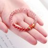 天然ストロベリークォーツ・辰砂の鯉のブレスレット Natural Strawberry Quartz Cinnabar Koi Fish Bracelet