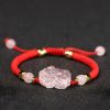 Pulseira de Cristal Rosa Pixiu para Proteção de Riqueza Pink Crystal Pixiu Wealth Protection Bracelet