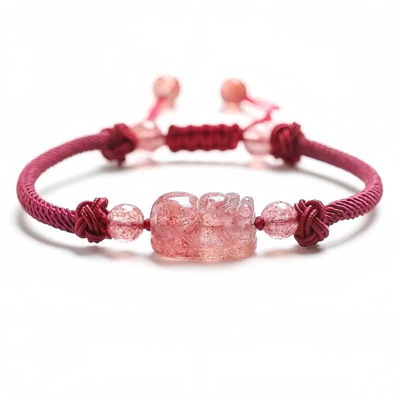Pulsera de Protección Pixiu con Cuarzo Fresa Strawberry Quartz PiXiu Protection Bracelet