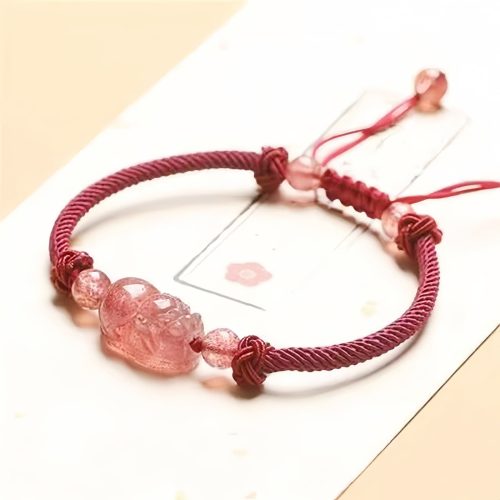 Pulsera de Protección Pixiu con Cuarzo Fresa Pulsera de Protección Pixiu con Cuarzo Fresa