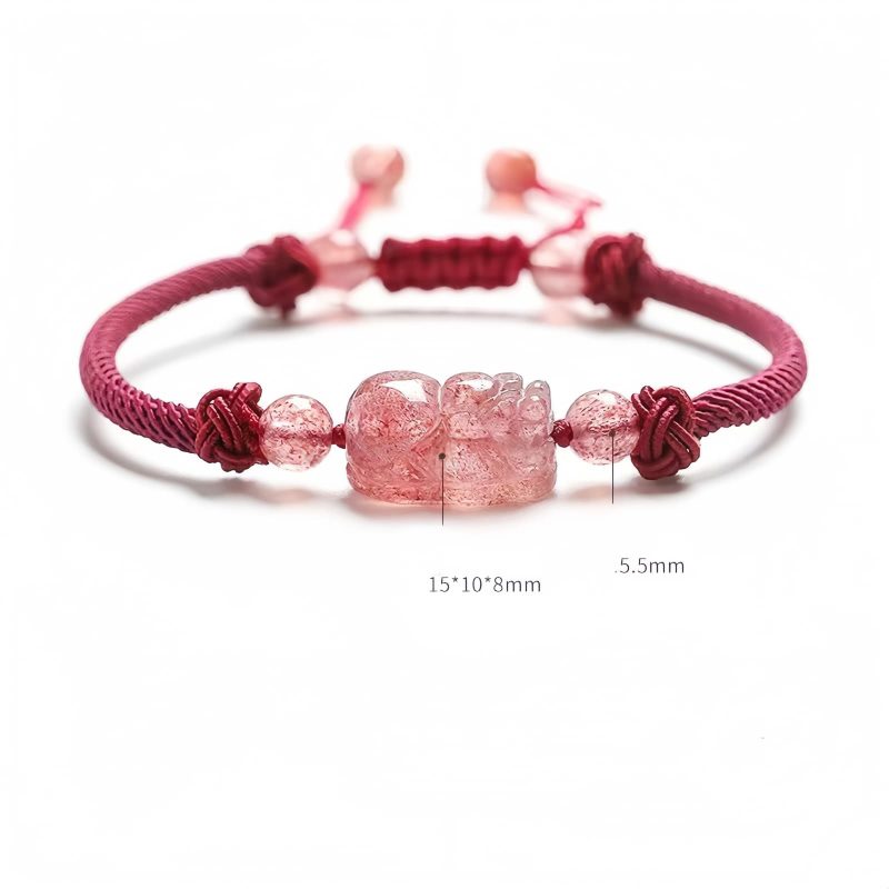 Pulsera de Protección Pixiu con Cuarzo Fresa Strawberry Quartz PiXiu Protection Bracelet