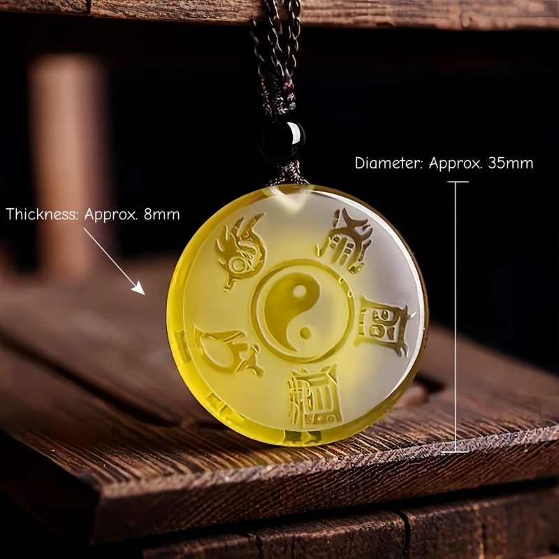 Colgante de Cristal Liuli Yin Yang de las Cinco Montañas Sagradas Taoístas Taoist Five Sacred Mountains Yin Yang Liuli Crystal Pendant