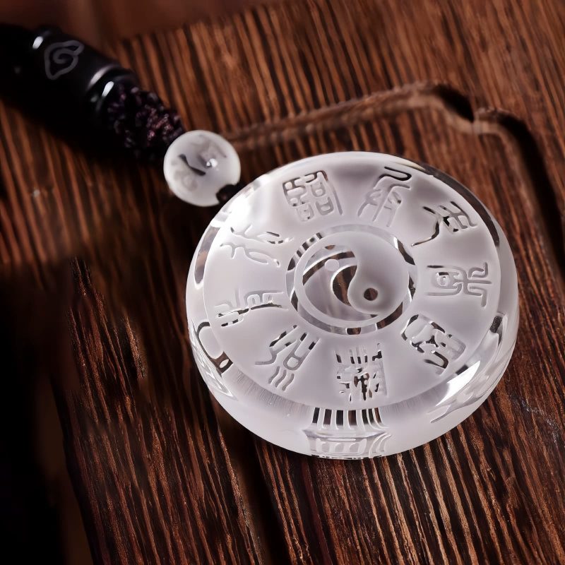 Colgante de Cristal Liuli Yin Yang de las Cinco Montañas Sagradas Taoístas Taoist Five Sacred Mountains Yin Yang Liuli Crystal Pendant