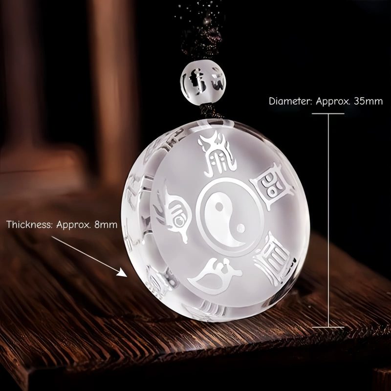 Colgante de Cristal Liuli Yin Yang de las Cinco Montañas Sagradas Taoístas Taoist Five Sacred Mountains Yin Yang Liuli Crystal Pendant