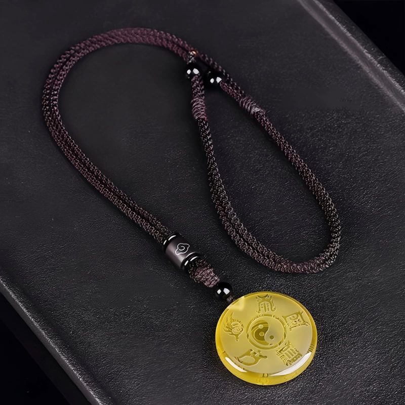 Colgante de Cristal Liuli Yin Yang de las Cinco Montañas Sagradas Taoístas Taoist Five Sacred Mountains Yin Yang Liuli Crystal Pendant