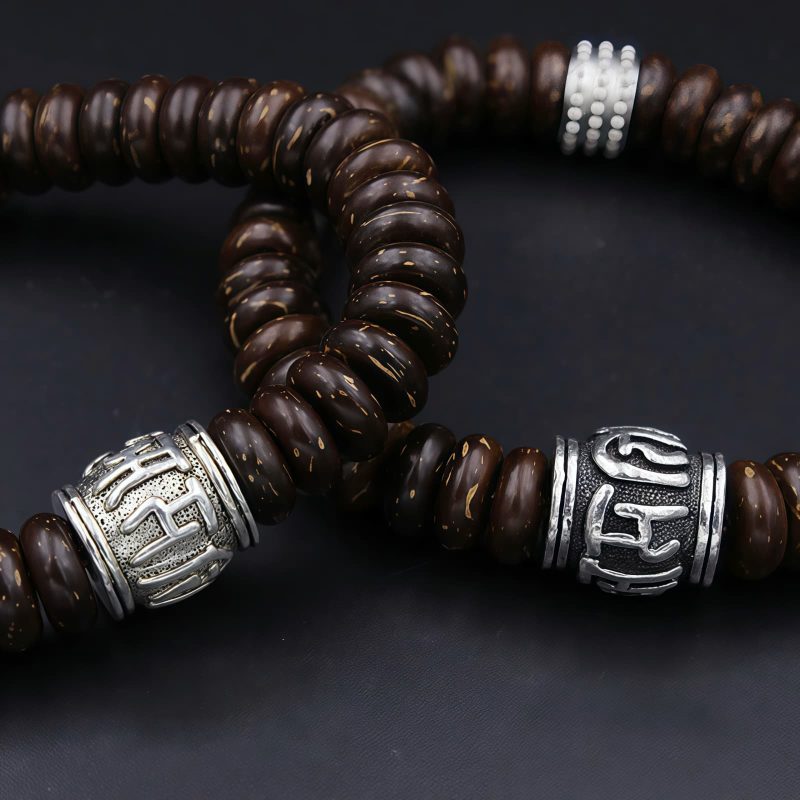 Pulsera Tibetana de Cáscara de Coco Om Mani Padme Hum Tibetan Coconut Shell Om Mani Padme Hum Bracelet