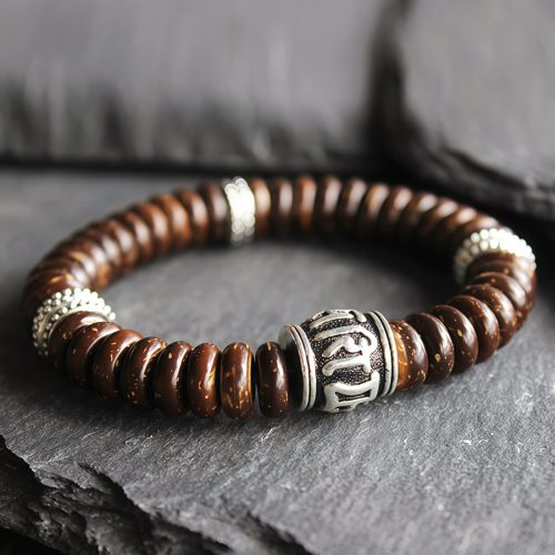 Pulsera Tibetana de Cáscara de Coco Om Mani Padme Hum Pulsera Tibetana de Cáscara de Coco Om Mani Padme Hum
