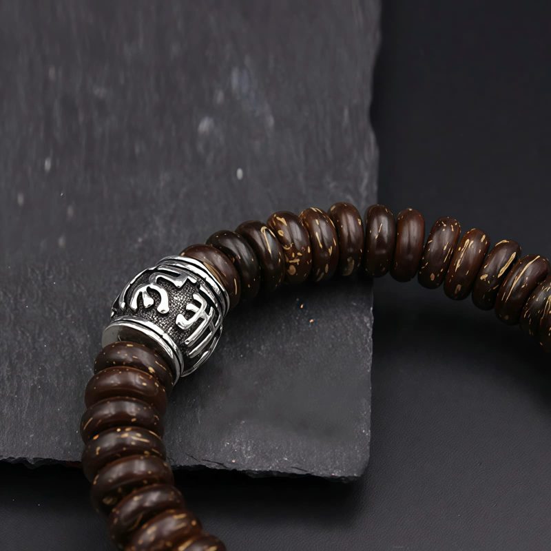 Pulsera Tibetana de Cáscara de Coco Om Mani Padme Hum Tibetan Coconut Shell Om Mani Padme Hum Bracelet