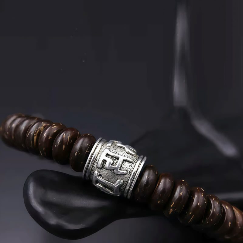 Pulsera Tibetana de Cáscara de Coco Om Mani Padme Hum Tibetan Coconut Shell Om Mani Padme Hum Bracelet