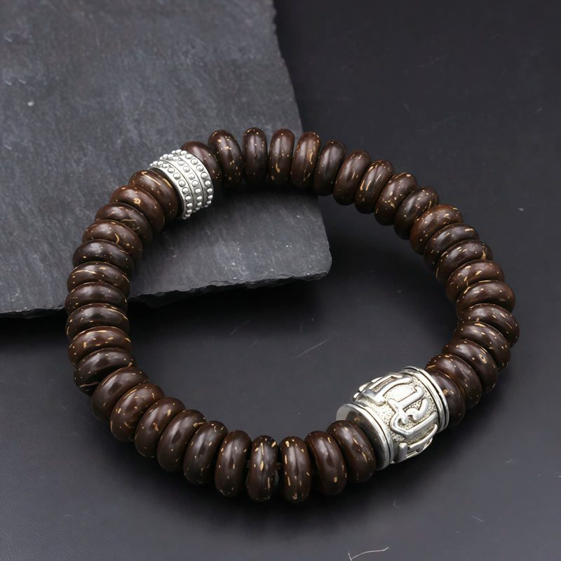 Pulsera Tibetana de Cáscara de Coco Om Mani Padme Hum Tibetan Coconut Shell Om Mani Padme Hum Bracelet