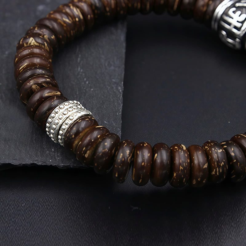 Pulsera Tibetana de Cáscara de Coco Om Mani Padme Hum Tibetan Coconut Shell Om Mani Padme Hum Bracelet