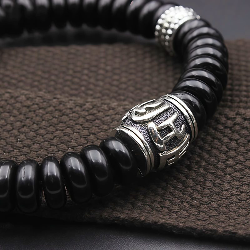 Pulsera Tibetana de Cáscara de Coco Om Mani Padme Hum Tibetan Coconut Shell Om Mani Padme Hum Bracelet