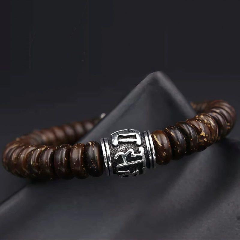 Pulsera Tibetana de Cáscara de Coco Om Mani Padme Hum Tibetan Coconut Shell Om Mani Padme Hum Bracelet