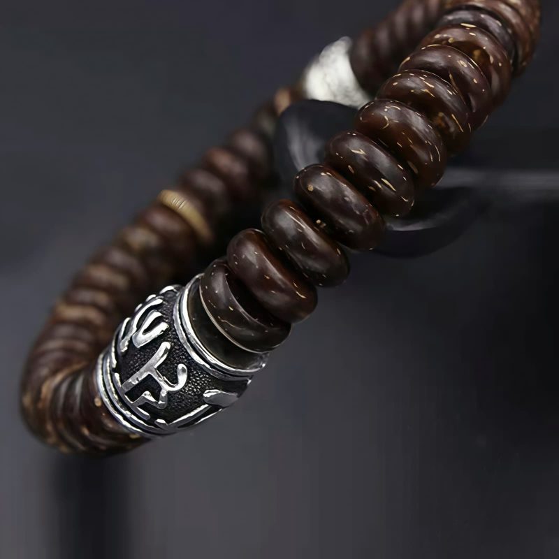 Pulsera Tibetana de Cáscara de Coco Om Mani Padme Hum Tibetan Coconut Shell Om Mani Padme Hum Bracelet