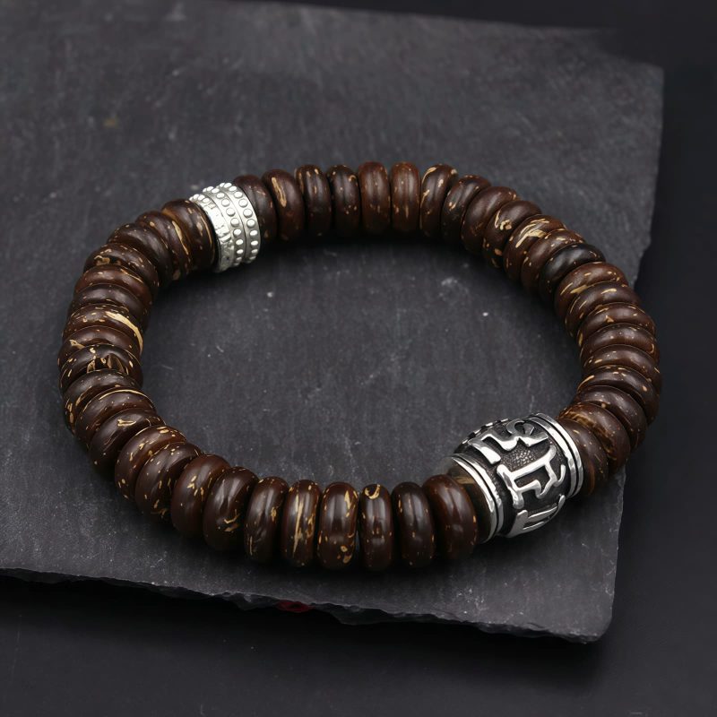 Pulsera Tibetana de Cáscara de Coco Om Mani Padme Hum Tibetan Coconut Shell Om Mani Padme Hum Bracelet
