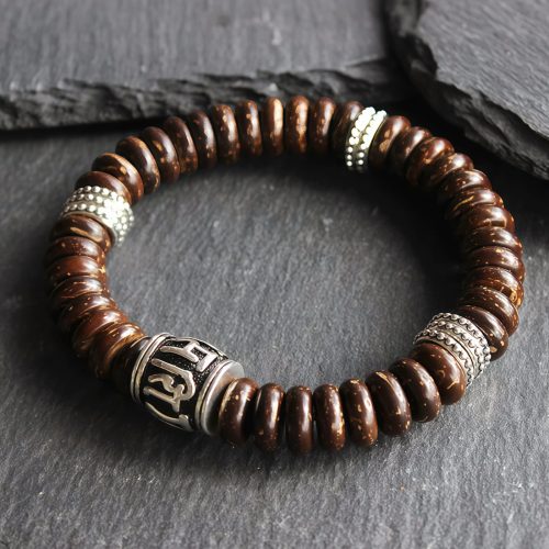 Pulsera Tibetana de Cáscara de Coco Om Mani Padme Hum Pulsera Tibetana de Cáscara de Coco Om Mani Padme Hum