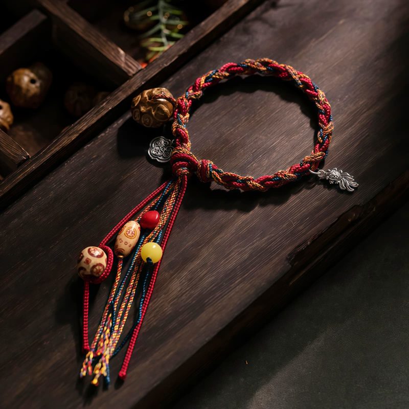 Pulsera de Hilo Tibetana con Carpa Koi de Colores Tibetan Colorful Thread Koi Fish String Bracelet