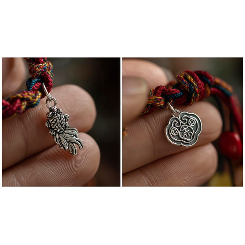 Pulsera de Hilo Tibetana con Carpa Koi de Colores Tibetan Colorful Thread Koi Fish String Bracelet