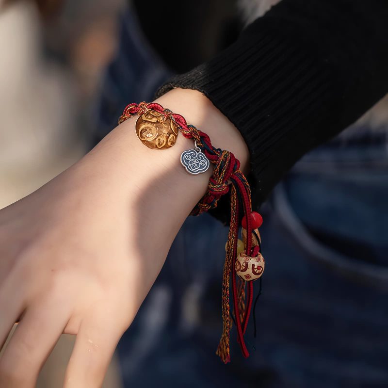 Pulsera de Hilo Tibetana con Carpa Koi de Colores Tibetan Colorful Thread Koi Fish String Bracelet