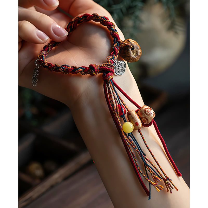 Pulsera de Hilo Tibetana con Carpa Koi de Colores Tibetan Colorful Thread Koi Fish String Bracelet