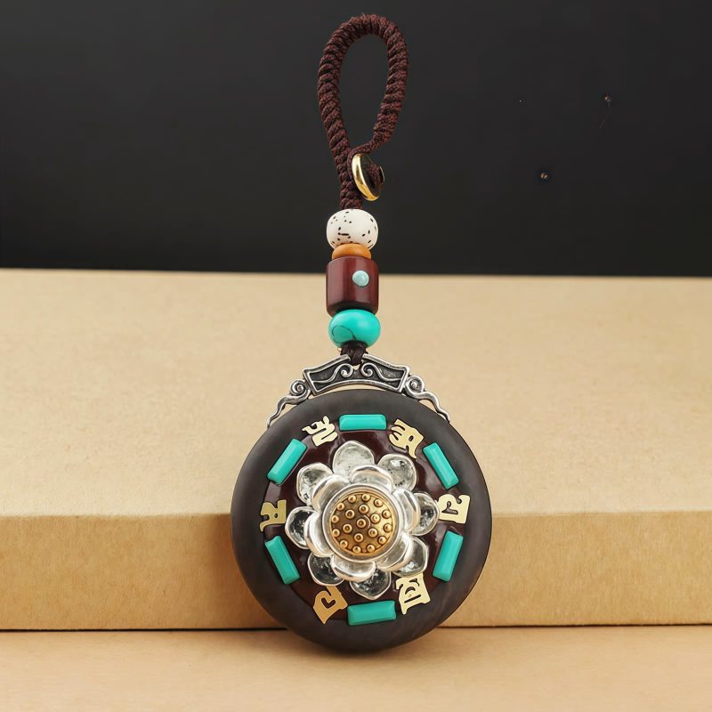 Llavero de Concha Tibetana Om Mani Padme Hum Tibetan Conch Om Mani Padme Hum Key Chain