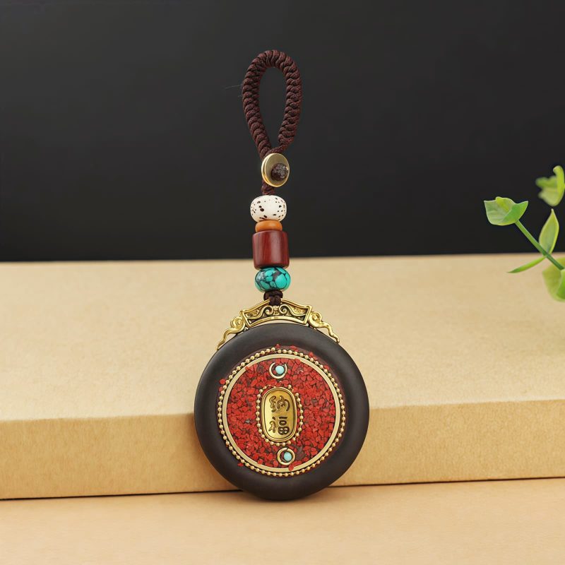 Llavero de Concha Tibetana Om Mani Padme Hum Tibetan Conch Om Mani Padme Hum Key Chain