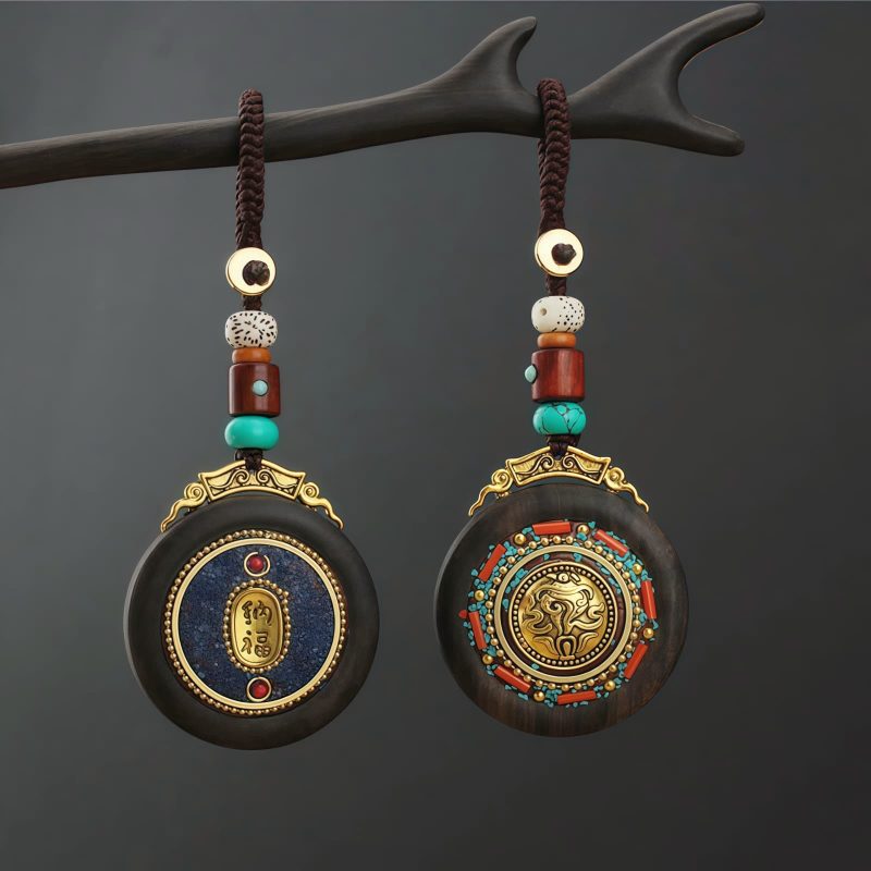 Llavero de Concha Tibetana Om Mani Padme Hum Tibetan Conch Om Mani Padme Hum Key Chain