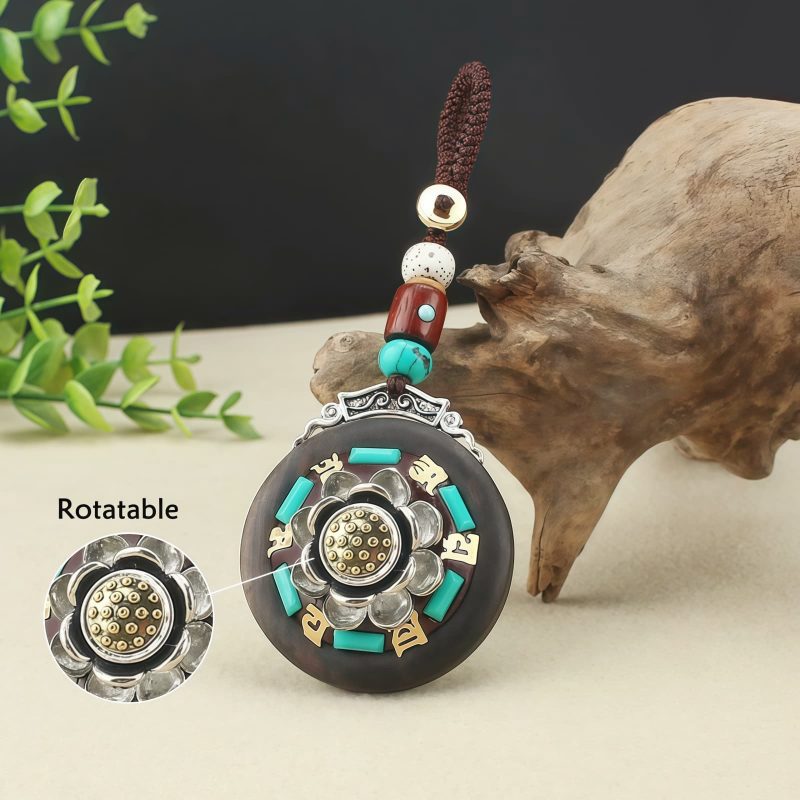 Llavero de Concha Tibetana Om Mani Padme Hum Tibetan Conch Om Mani Padme Hum Key Chain