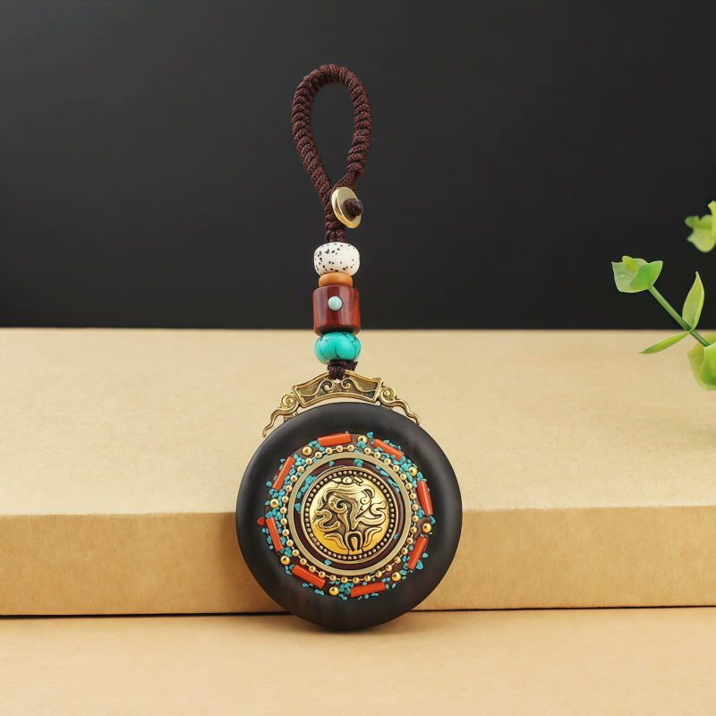 Llavero de Concha Tibetana Om Mani Padme Hum Tibetan Conch Om Mani Padme Hum Key Chain