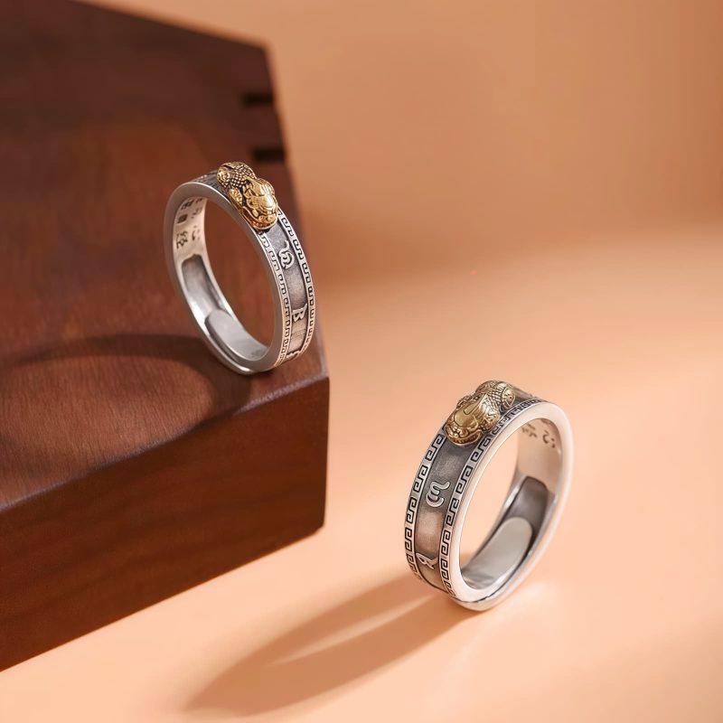 Anel Casal de Cobre Tibetano Om Mani Padme Hum Tibetan Copper Om Mani Padme Hum Couple Ring