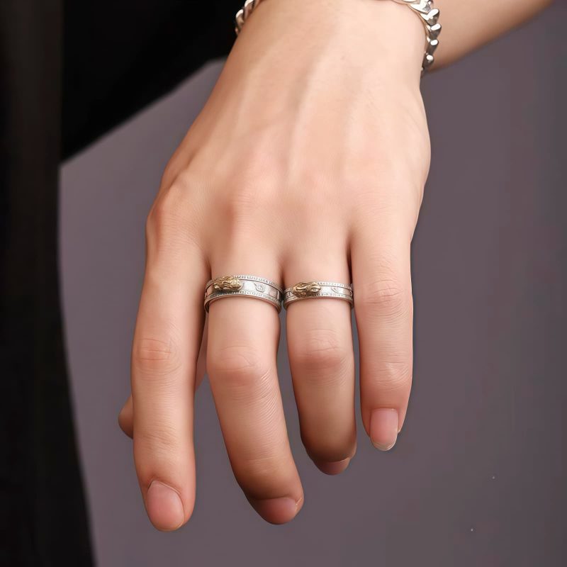 Anel Casal de Cobre Tibetano Om Mani Padme Hum Tibetan Copper Om Mani Padme Hum Couple Ring