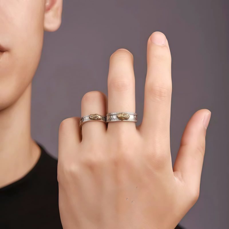 Anel Casal de Cobre Tibetano Om Mani Padme Hum Tibetan Copper Om Mani Padme Hum Couple Ring