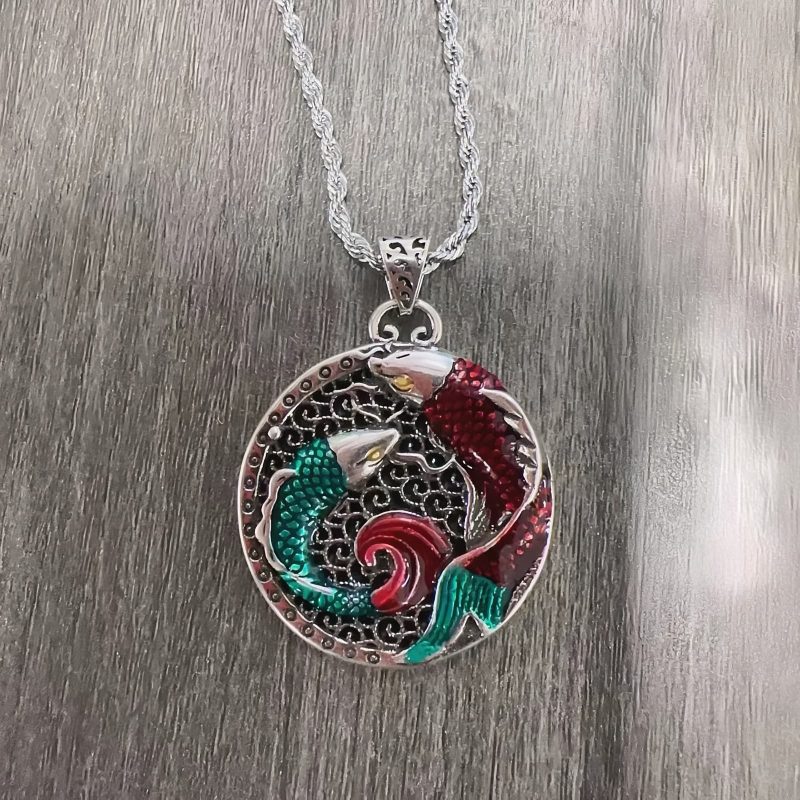 Collar curativo de pez Koi de cobre tibetano Tibetan Copper Koi Fish Healing Necklace