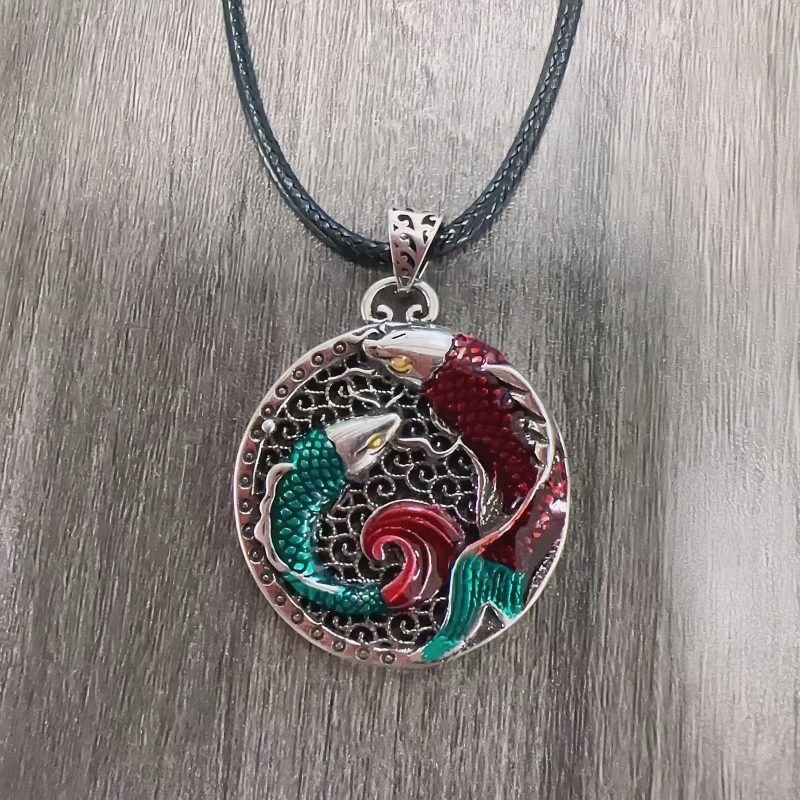 Collar curativo de pez Koi de cobre tibetano Tibetan Copper Koi Fish Healing Necklace