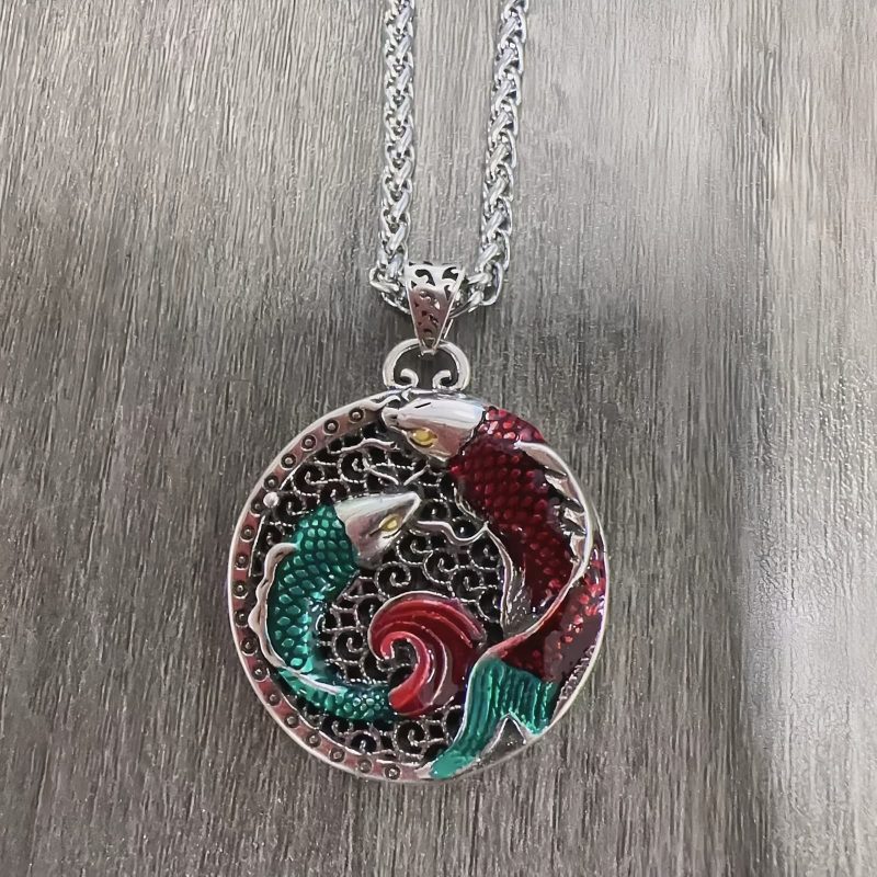 Collar curativo de pez Koi de cobre tibetano Tibetan Copper Koi Fish Healing Necklace
