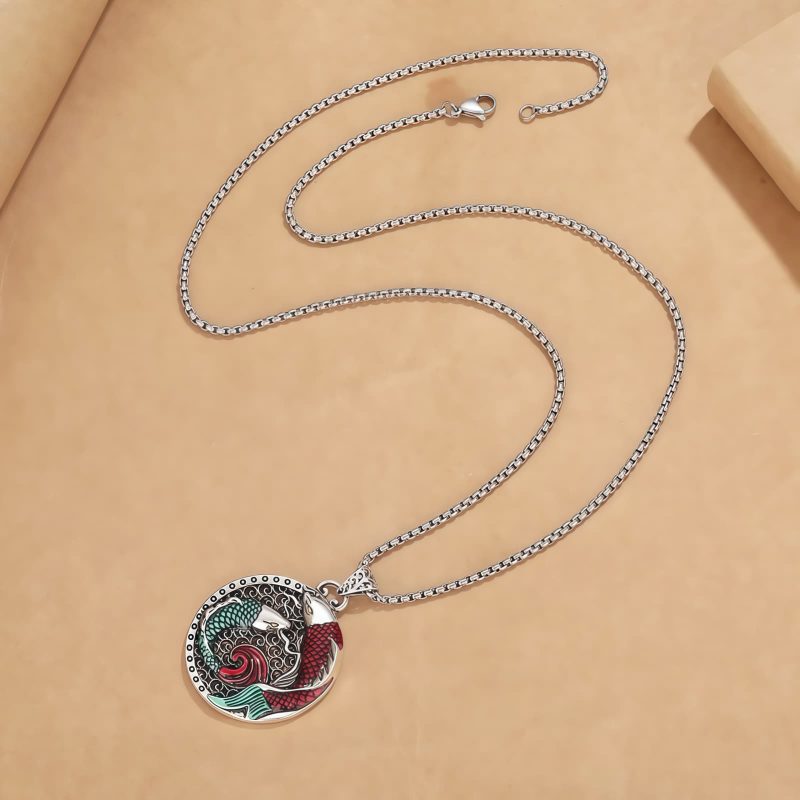 Collar curativo de pez Koi de cobre tibetano Tibetan Copper Koi Fish Healing Necklace