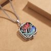 قلادة تعويذة سمك الكوي واللوتس النيبالية من النحاس Tibetan Copper Koi Fish Lotus Luck Ghau Pendant Necklace