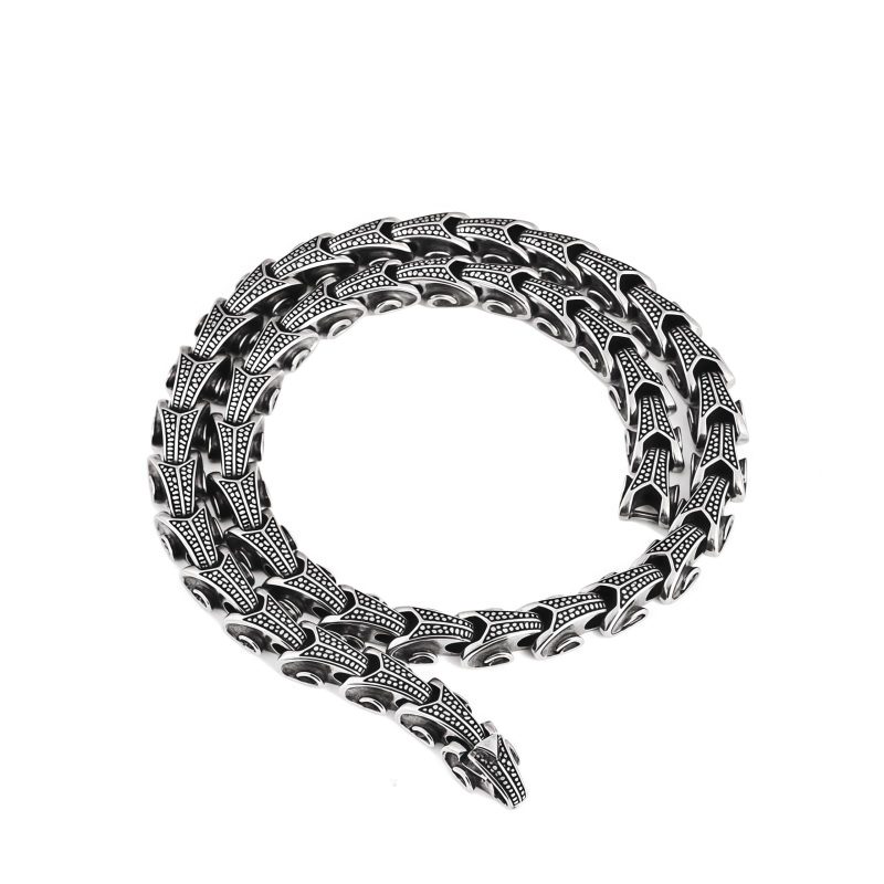 Collar y Pulsera de Acero de Titanio con Diseño de Dragón Tibetano Tibetan Dragon Pattern Titanium Steel Necklace & Bracelet