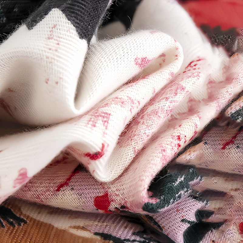 チベットの花柄ショール - 温かい快適なスカーフ Tibetan Flower Print Shawl - Cozy Warm Scarf