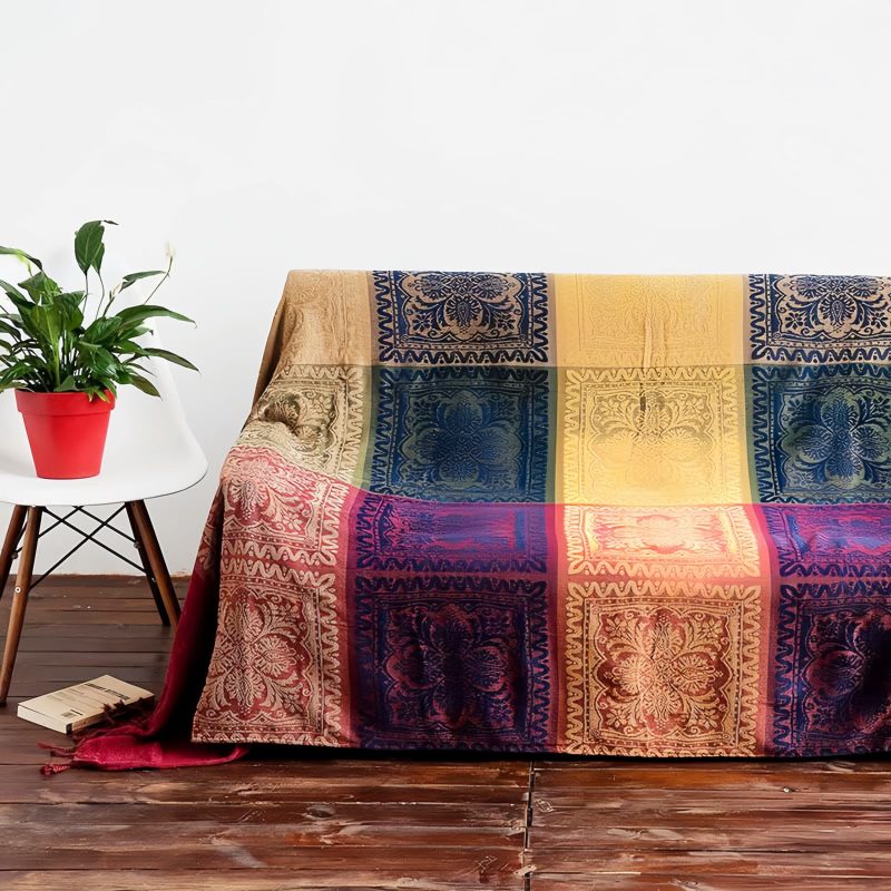 Manta Floral Tibetana Teñida a Mano Tibetan Hand-Dyed Floral Blanket