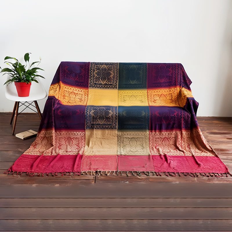 Manta Floral Tibetana Teñida a Mano Tibetan Hand-Dyed Floral Blanket