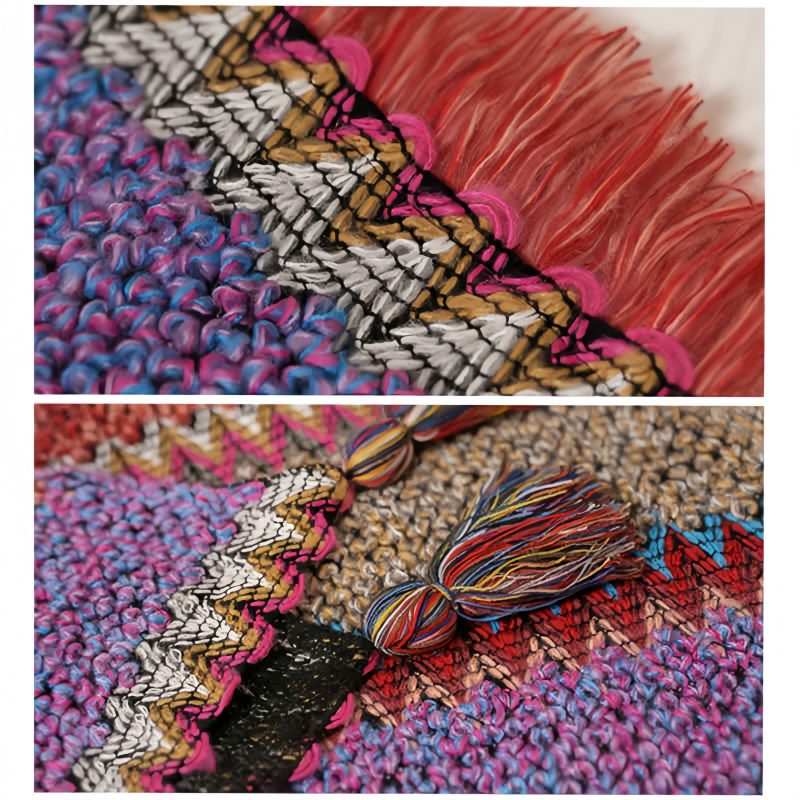 Xale Tibetano de Malha com Franjas Tibetan Knitted Tassel Shawl