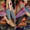 Xale Tibetano de Malha com Franjas Tibetan Knitted Tassel Shawl