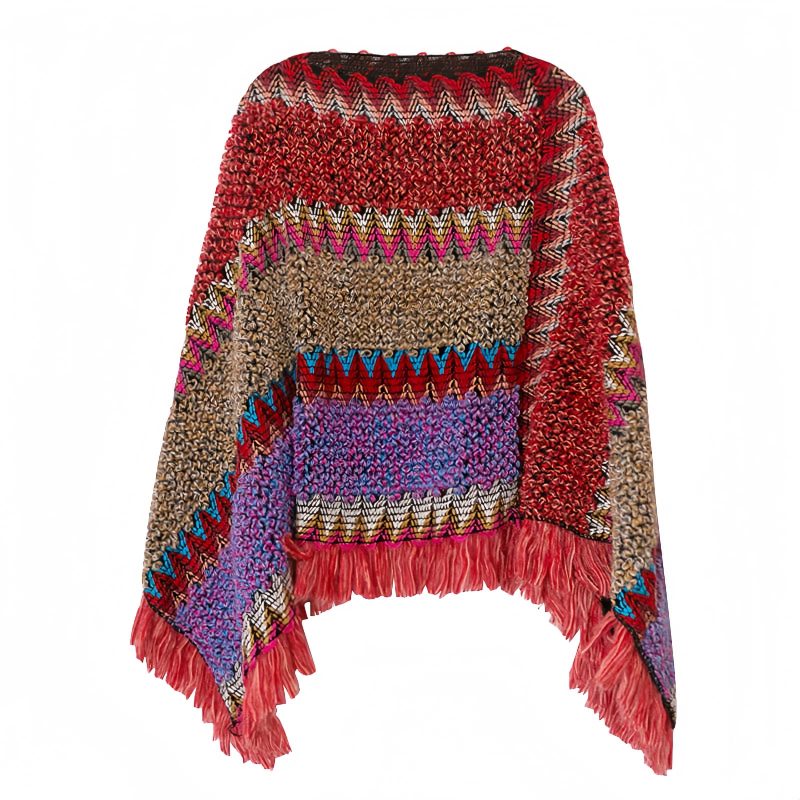 Xale Tibetano de Malha com Franjas Tibetan Knitted Tassel Shawl